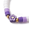 Flower Handmade Polymer Clay Stretch Bracelets BJEW-JB10071-3