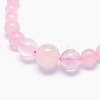 Natural Rose Quartz Graduated Beads Necklaces and Bracelets Jewelry Sets SJEW-L132-14-3
