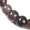 Natural Grey Agate Rondelle Graduated Beaded Necklaces for Women Men NJEW-K388-02C-2
