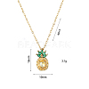 Pineapple Stainless Steel Rhinestone Pendant Necklace & Stud Earrings & Finger Ring Set WG65275-04-5