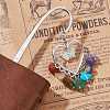 Chakra Gemstone Chip Beaded Tassel Heart Pendant Bookmark with Acrylic Butterfly AJEW-JK00258-2