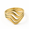 Ion Plating(IP) 304 Stainless Steel Wave Adjustable Ring for Women RJEW-B027-05G-2