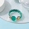 Glass Round Ball Braided Bead Style Finger Ring RJEW-JR00600-04-2