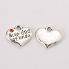 Wedding Theme Antique Silver Tone Tibetan Style Alloy Heart with Step Dad of Bride Rhinestone Charms LS-TIBEP-N005-22E-1