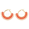 304 Stainless Steel & Bohemian Beaded Fan Hoop Earrings for Women EJEW-R001-01G-04-2