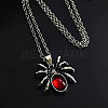 Halloween Spider Alloy Red Resin Pendant Necklaces FS-WG5275D-01-4