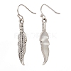 5 Pairs 5 Styles Tibetan Style Alloy Feather Earrings Sets EJEW-JE04454-5