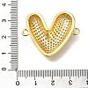 Rack Plating Brass Micro Pave Clear Cubic Zirconia Heart Links Connector Charm KK-P287-52G-01-3