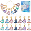 16Pcs 8 Style Cat Shape Alloy Enamel Pendant Locking Stitch Markers HJEW-SC00031-1