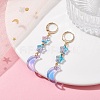 Moon & Star Glass Dangle Leverback Earrings with 304 Stainless Steel Pins EJEW-JE05605-01-2