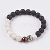 Natural Lava and Natural Mixed Stone Beads Stretch Bracelets BJEW-JB03736-5
