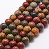 Natural Polychrome Jasper/Picasso Stone/Picasso Jasper Bead Strands G-D840-85-12mm-1
