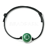 Saint Patrick's Day Wood Round Braided Beaded Bracelets BJEW-JB09595-2