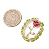 3Pcs Glass Seed Beaded Oval with Rose Pendants PALLOY-MZ00579-3