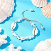 Adjustable Natural Cowrie Shell & ABS Plastic Imtation Pearl Beaded Braided Bead Bracelets for Women BJEW-JB11870-1
