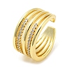 Brass Micro Pave Cubic Zirconia Open Cuff Ring RJEW-C033-08G-1