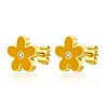 Stainless Steel Enamel Flower Stud Earrings XB5418-2-1