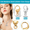 12Pcs 2 Colors 316 Stainless Steel Lobster Claw Clasps STAS-BBC0007-37-2