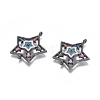 Brass Micro Pave Cubic Zirconia Links Connectors ZIRC-G152-40-2