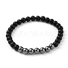 Unisex Natural Black Agate(Dyed) Beads Stretch Bracelets BJEW-JB04785-2
