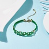 Glass Braided Flower Link Bracelet for Women BJEW-TA00130-01-2