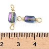 Electroplate Glass Faceted Rectangle Connector Charms KK-C097-05G-05-3