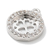 Rack Plating Brass Micro Pave Clear Cubic Zirconia Pendant Cabochon Setttings KK-L224-048P-2