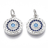Brass Micro Pave Cubic Zirconia Charms X-KK-S356-017P-NF-1