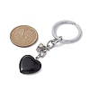 Natural Black Stone & Natural White Jade Heart Keychains KEYC-JKC00548-5