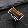 304 Stainless Steel with Natural Tiger Eye Finger Rings for Men FS-WG9BB25-17-1
