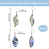 Beebeecraft 2 Pairs 2 Style Natural Abalone Shell/Paua Shell Dangle Earrings EJEW-BBC0001-23-2