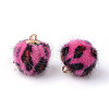 Handmade Plush Cloth Fabric Covered Charms WOVE-S082-14mm-M1-2
