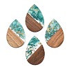 Transparent Resin & Walnut Wood Big Pendants RESI-T058-05M-1