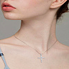 2Pcs Latin Cross Brass Micro Pave Cubic Zirconia Pendants ZIRC-LP0001-14-3