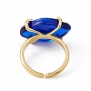 Lampwork Oval with Evil Eye Open Cuff Ring RJEW-I086-13G-4