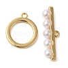 Brass with ABS Imitation Pearl Toggle Clasps KK-N254-89G-2