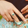Alloy and Synthetic Turquoise Finger Rings FS-WG19095-01-4