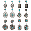 6 Pairs 6 Style Rhombus & Rectangle & Oval Synthetic Turquoise Dangle Stud Earrings EJEW-AN0001-05-1