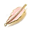 Brass Micro Pave Clear Cubic Zirconia Enamel Leaf Connector Charms KK-V011-25G-E-2