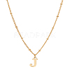 1Pc Brass Chain & 304 Stainless Steel Letter Pendant Necklaces NJEW-LP0001-35J-G-1