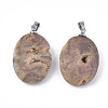 Electroplate Natural Druzy Geode Agate Pendants G-S344-60B-07-2