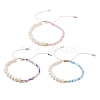 3Pcs 3 Color Glass Seed & Natural Pearl Braided Bead Bracelets Set BJEW-JB09572-1