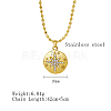 Stainless Steel Rhinestone Flat Round with Star Pendant Necklaces NS9570-1-3