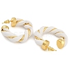 Brass & PU Leather Twist Stud Earrings EJEW-K293-19G-01-2