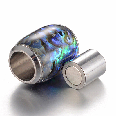304 Stainless Steel Enamel Magnetic Clasps with Glue-in Ends STAS-E136-60B-1
