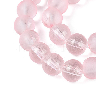 Frosted Transparent Glass Bead Strands GLAA-P065-8mm-03-1