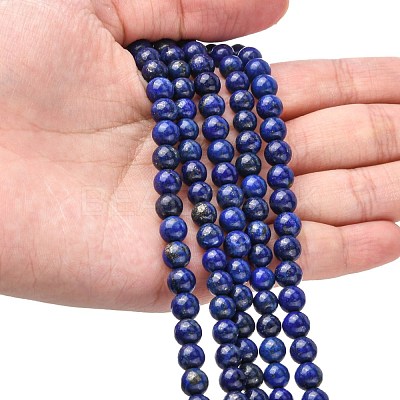 Natural Lapis Lazuli Beads Strands G-G099-6mm-7-1