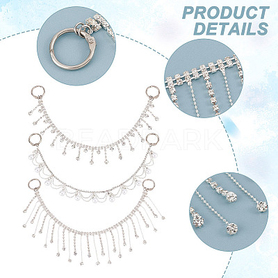 Brass Glass Rhinestone Shoe Decoration Chain FIND-GO00008-1
