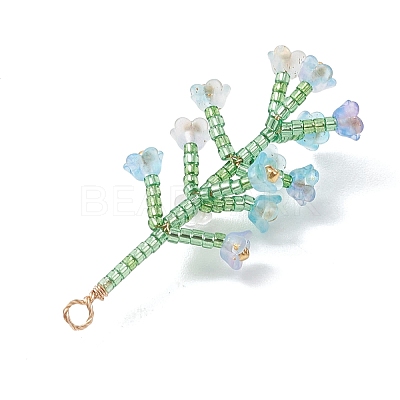 6Pcs 6 Colors Glass Seed Beaded Flower Big Pendants PALLOY-MZ01184-1