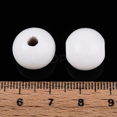 Spray Painted Round Natural Schima Wood Beads WOOD-A018-14mm-30-1